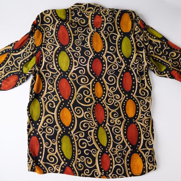 Vtg Alain Manoukian Boho Tribal Button Shirt Blouse 90s Indie maximalist Size 8 - Picture 7 of 10